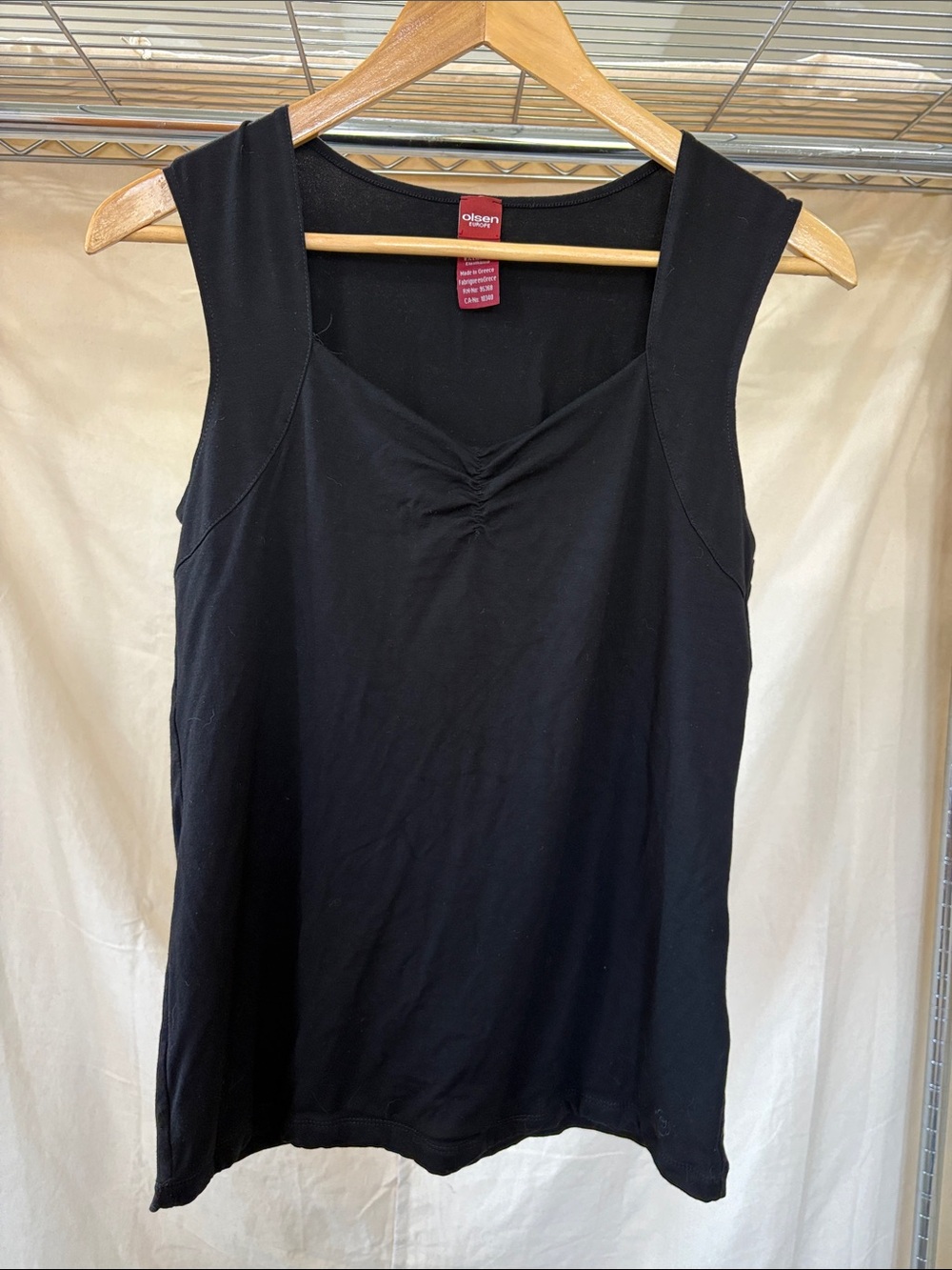 Olsen Black Ruched-Front Tank Top